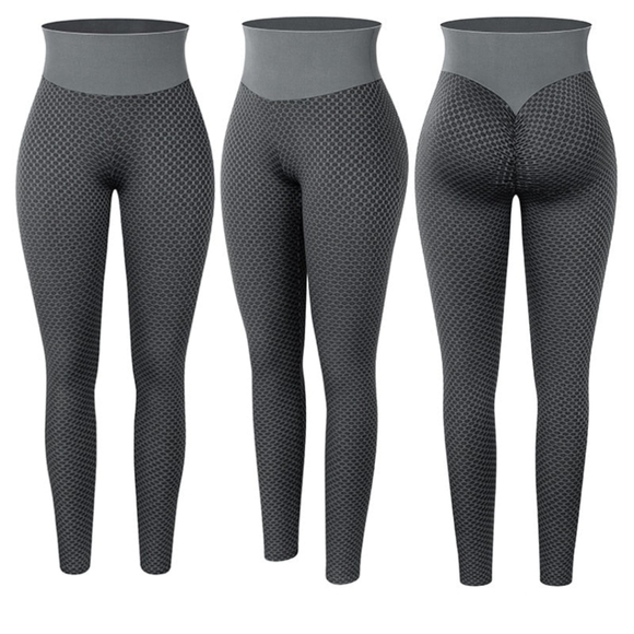 NWT 📦 Honeycomb Butt Scrunch Blk/Grey Capri Leggings - Picture 3 of 14